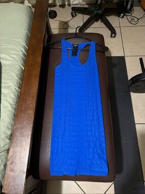 bebe Royal Blue Textured Racerback Mini Dress